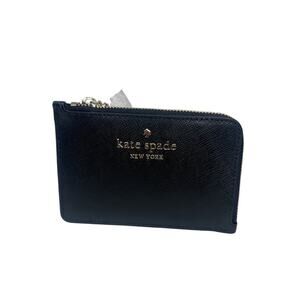 Kate Spade medium l-zip card holder with Key Ring Black